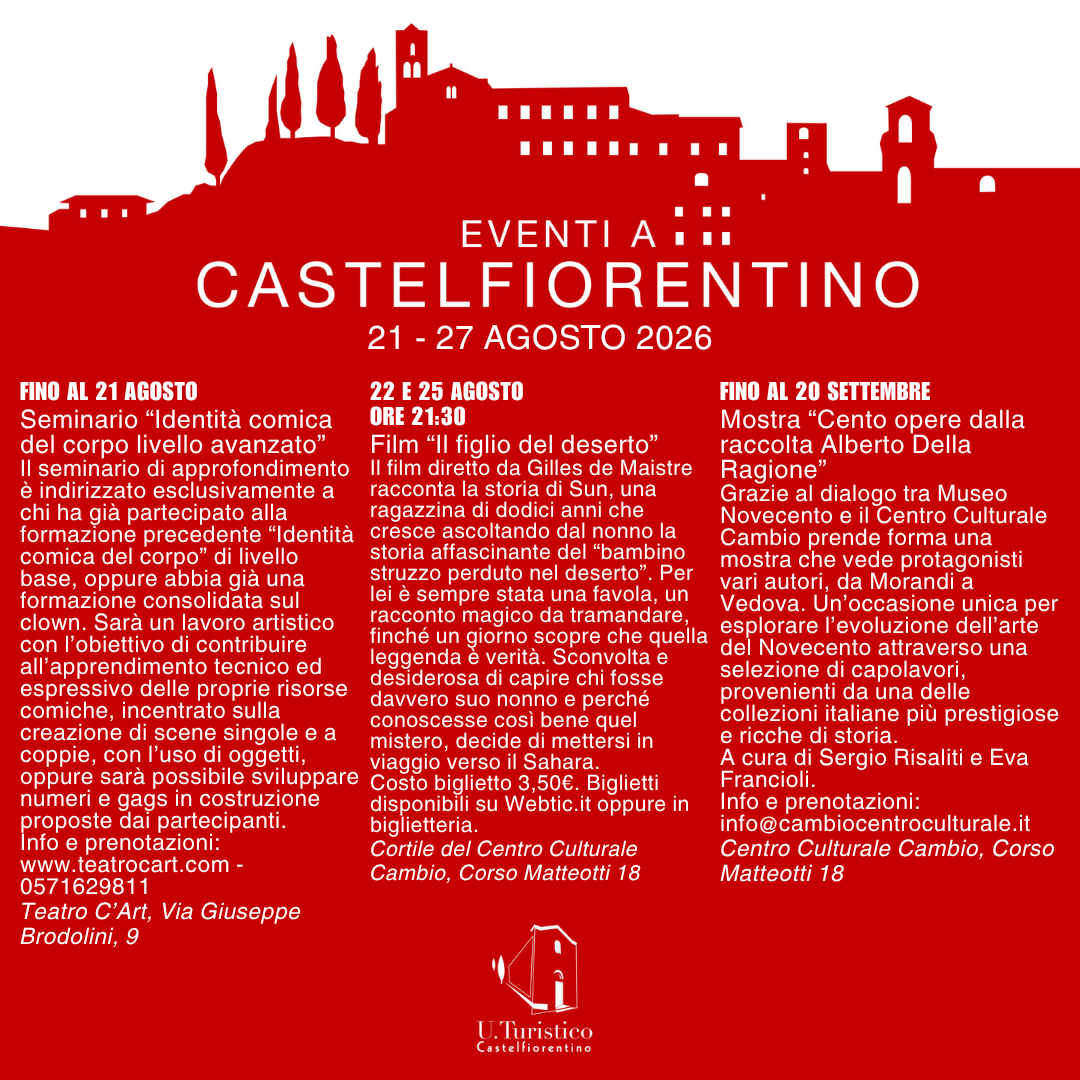 Newsletter Eventi a Castelfiorentino 21 - 27 agosto 2026 - pag 1