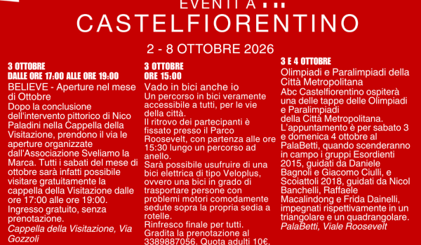 Newsletter Eventi a Castelfiorentino 2 - 8 ottobre 2026 - Pag. 1