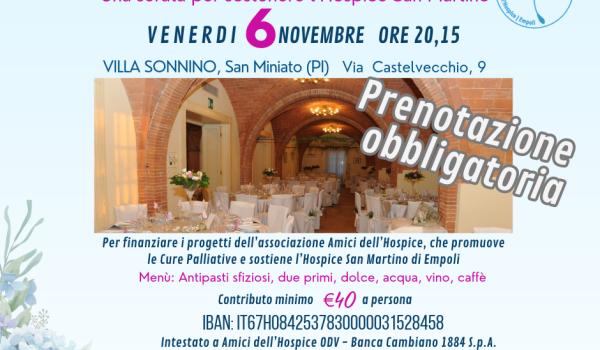 Locandina cene di solidarietà 6 novembre