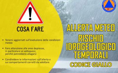 Logo allerta meteo gialla rischio idrogeologico idraulico e temporali