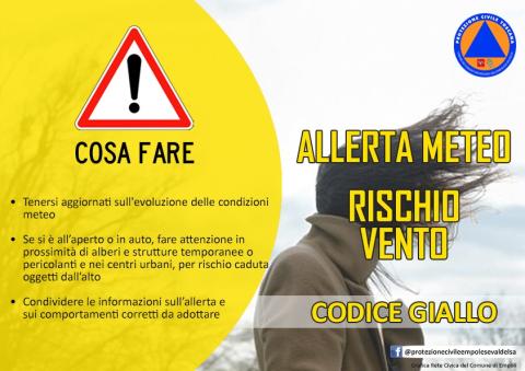 Allerta Codice GIALLO per rischio VENTO