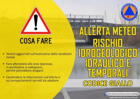 Logo allerta meteo gialla rischio idrogeologico idraulico e temporali